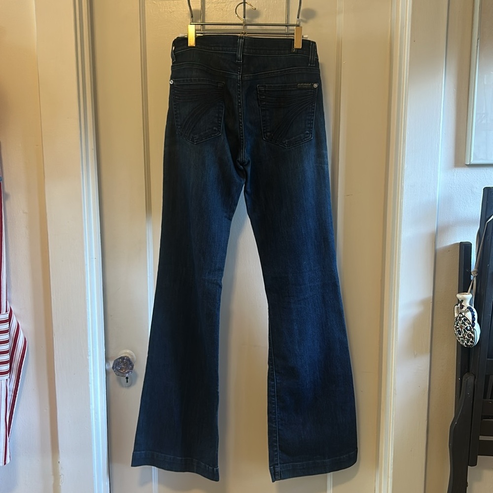 Dark Wash Dojo Jean, Seven for all Mankind, Trouser Cut, Wide leg, low rise, 27